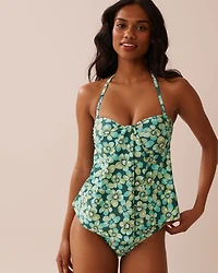 ROYAL BLUE Recycled Fibers Bandeau Tankini Top