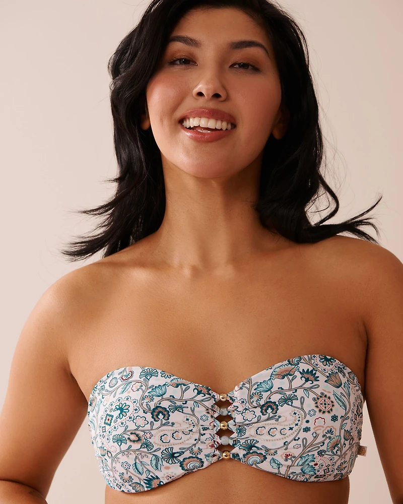 TEAL BLUE Bandeau Bikini Top