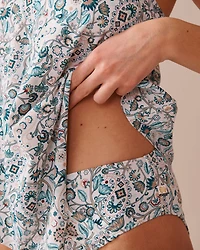 TEAL BLUE Flowy V-neck Tankini Top