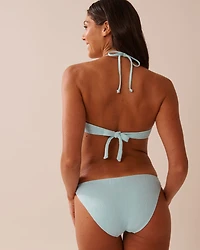 BABY BLUE Textured Ring Bandeau Bikini Top