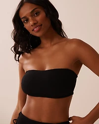 SOLID Textured Bandeau Bikini Top