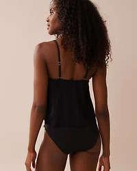SOLID V-neck Underwire Tankini Top