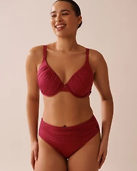 BLUE ATOLL Recycled Fibers Pleated D Cup Plunge Bikini Top