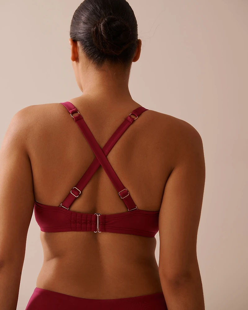 BLUE ATOLL Recycled Fibers Pleated D Cup Plunge Bikini Top