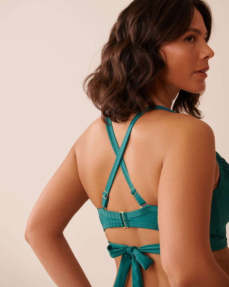 TEAL BLUE D Cup Draped Bikini Top