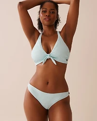 BABY BLUE Textured D Cup Triangle Bikini Top