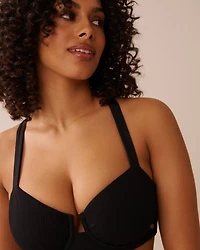 SOLID Textured D Cup Balconette Bikini Top