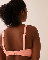 CORAL PINK Ribbed D Cup Triangle Bikini Top