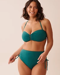 Bas de bikini taille haute noué TEAL BLUE