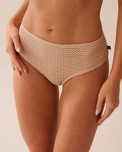 WARM SAND Crochet Mid-rise Cheeky Bikini Bottom