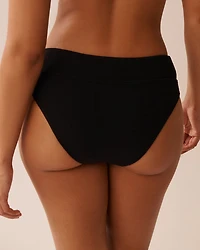 SOLID Textured Mid Waist Brazilian Bikini Bottom