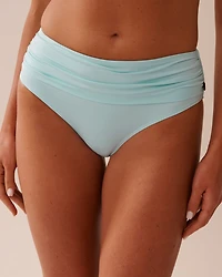 BABY BLUE Recycled Fibers Draped Mid Waist Bikini Bottom