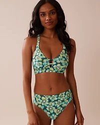 AQUA FLORA Recycled Fibers Longline Triangle Bikini Top