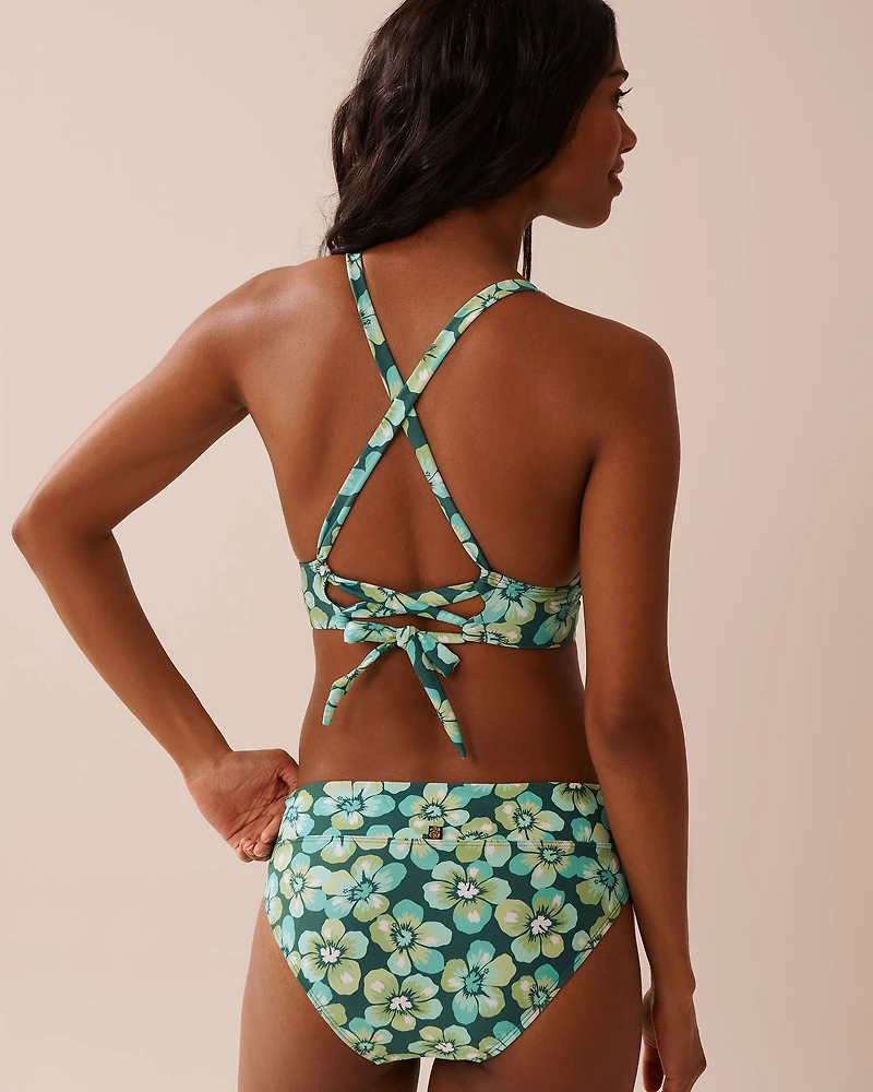 AQUA FLORA Recycled Fibers Longline Triangle Bikini Top