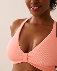 CORAL PINK Ribbed D Cup Triangle Bikini Top
