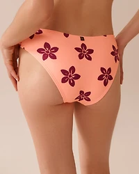 CORAL RED FLORAL V-cut Cheeky Bikini Bottom