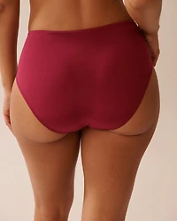 DEEP RED Draped Mid Waist Bikini Bottom