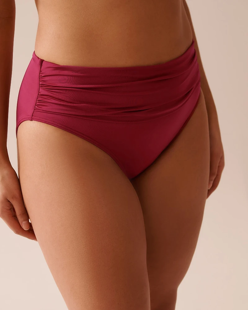 DEEP RED Draped Mid Waist Bikini Bottom