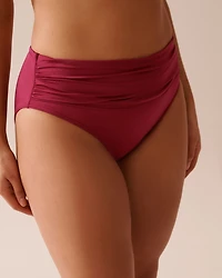 DEEP RED Draped Mid Waist Bikini Bottom