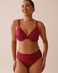 Bas de bikini taille mi-haute drapée DEEP RED