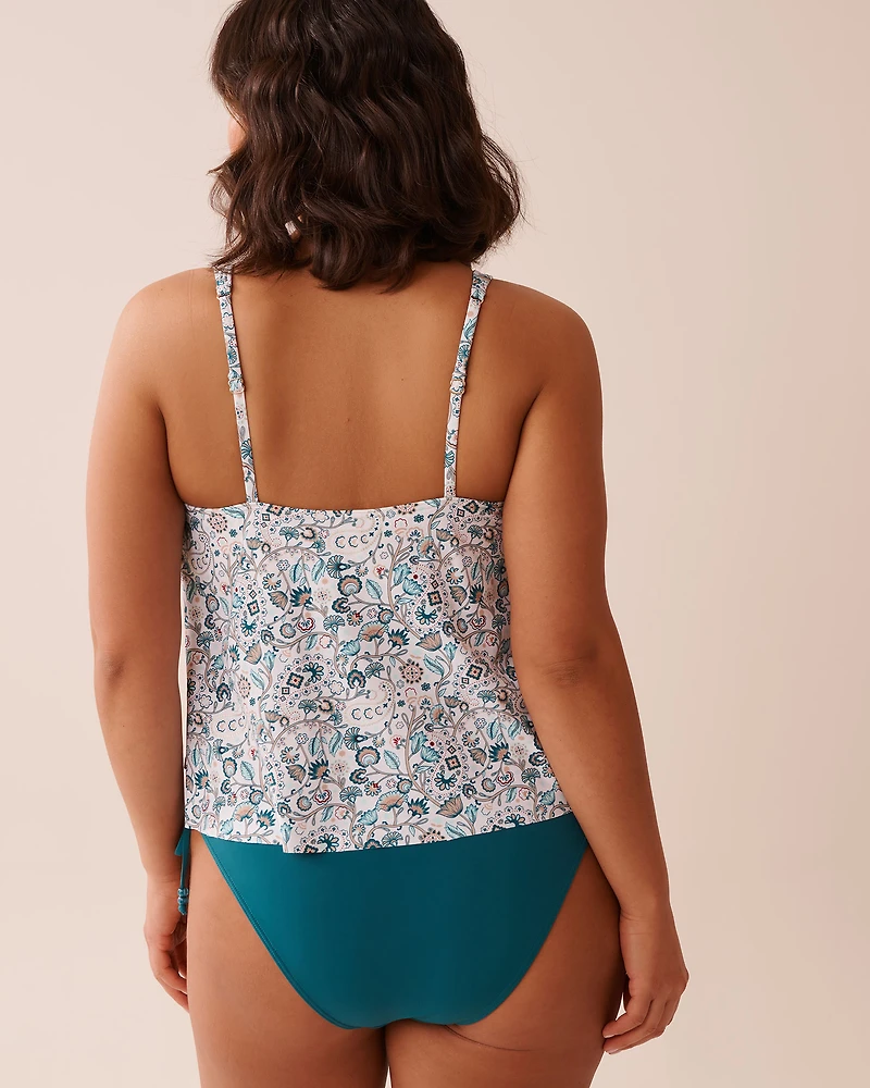 TEAL BLUE Flowy V-neck Tankini Top