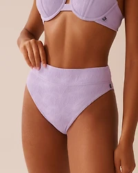 LAVENDER POP Textured High Waist Brazilian Bikini Bottom