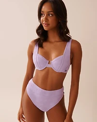 LAVENDER POP Textured High Waist Brazilian Bikini Bottom