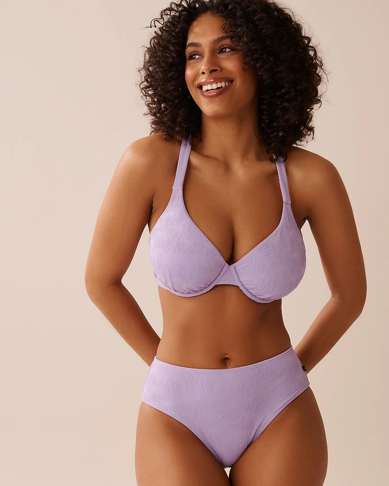 Bas de bikini taille mi-haute texturé LAVENDER POP