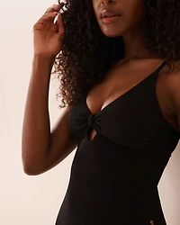 SOLID Built-in Control Textured One-piece Swimsuit