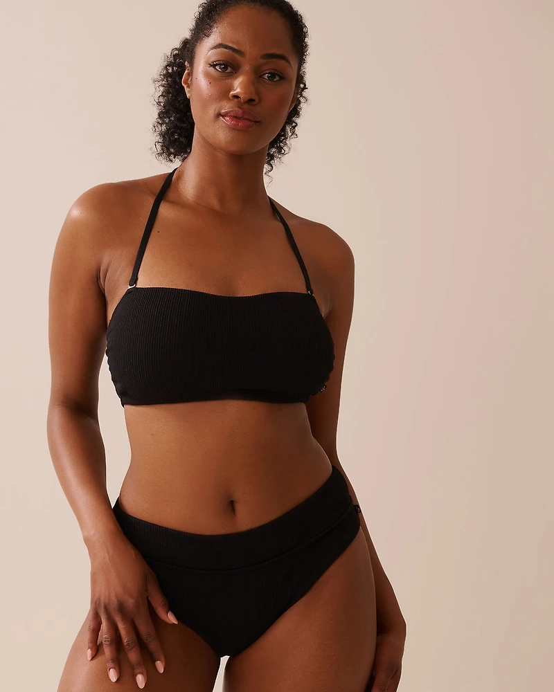 SOLID Textured Bandeau Bikini Top