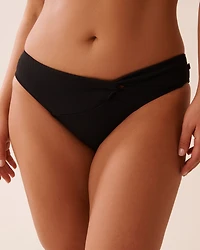 SOLID Textured Front Knot Brazilian Bikini Bottom