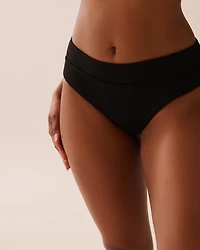 SOLID Textured Mid Waist Brazilian Bikini Bottom