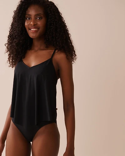 SOLID V-neck Underwire Tankini Top