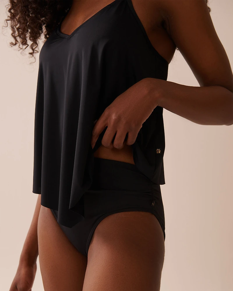 SOLID V-neck Underwire Tankini Top