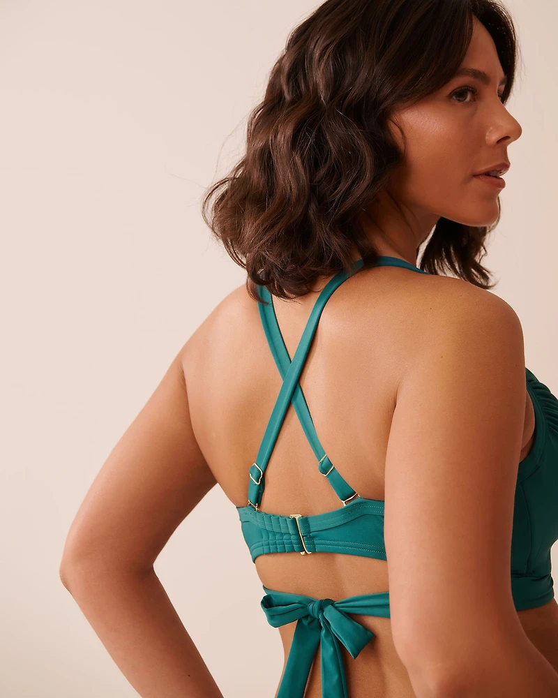 TEAL BLUE D Cup Draped Bikini Top