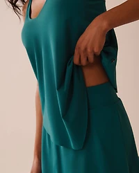 Haut tankini col en V coupe fluide TEAL BLUE