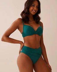 TEAL BLUE Plunge Bikini Top