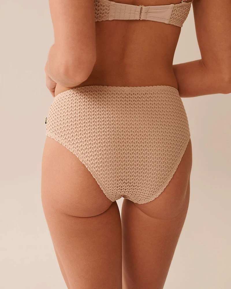 Bas de bikini cheeky taille mi-haute en crochet WARM SAND