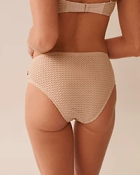 Bas de bikini cheeky taille mi-haute en crochet WARM SAND