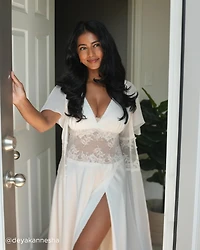 Chiffon and Lace Open Front Nightie