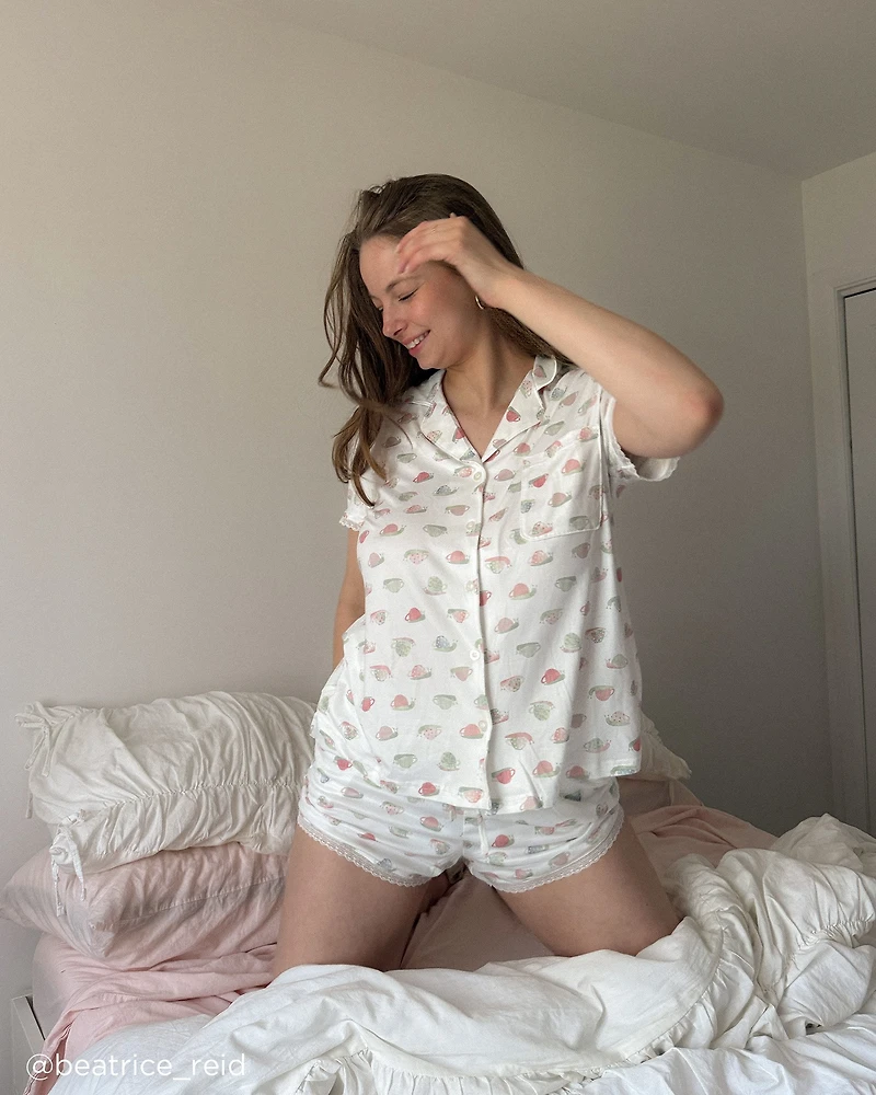 Snail Print Super Soft Button-down Shirt
