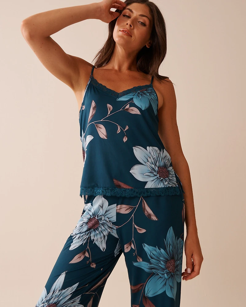 Recycled Fibers Chrysanthemum Print Cami with Shelf Bra