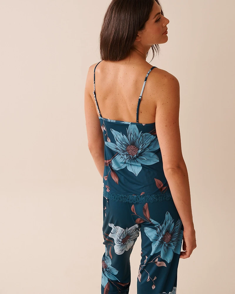 Recycled Fibers Chrysanthemum Print Cami with Shelf Bra