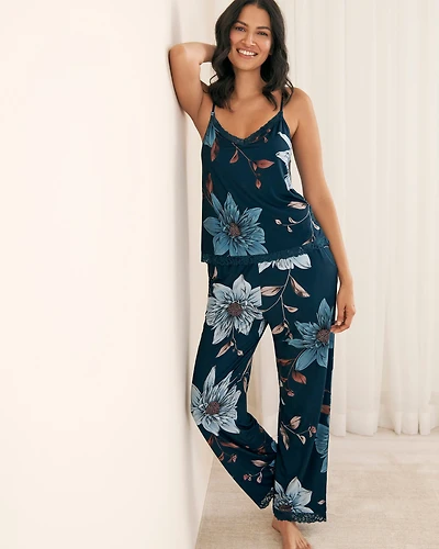 Recycled Fibers Chrysanthemum Print Cami with Shelf Bra