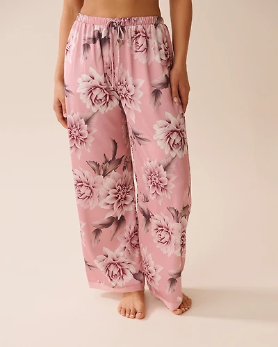 Pantalon en satin et chiffon