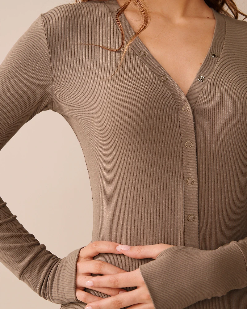 Ribbed Modal Long Sleeve Romper