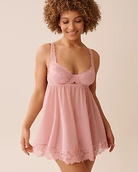 Floral Lace and Mesh Babydoll