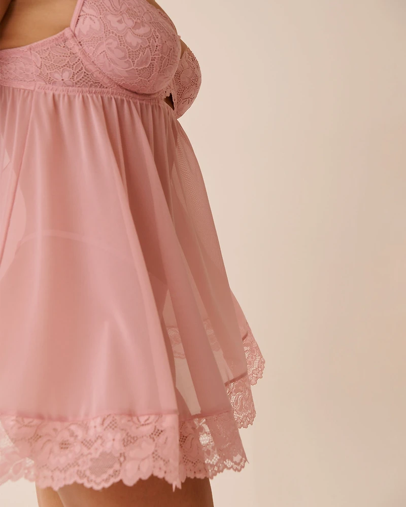 Floral Lace and Mesh Babydoll