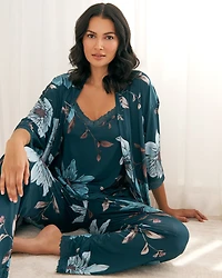 Camisole à soutien intégré en fibres recyclées imprimé chrysanthème