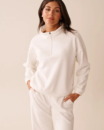 Chandail demi-zip épais en tissu côtel